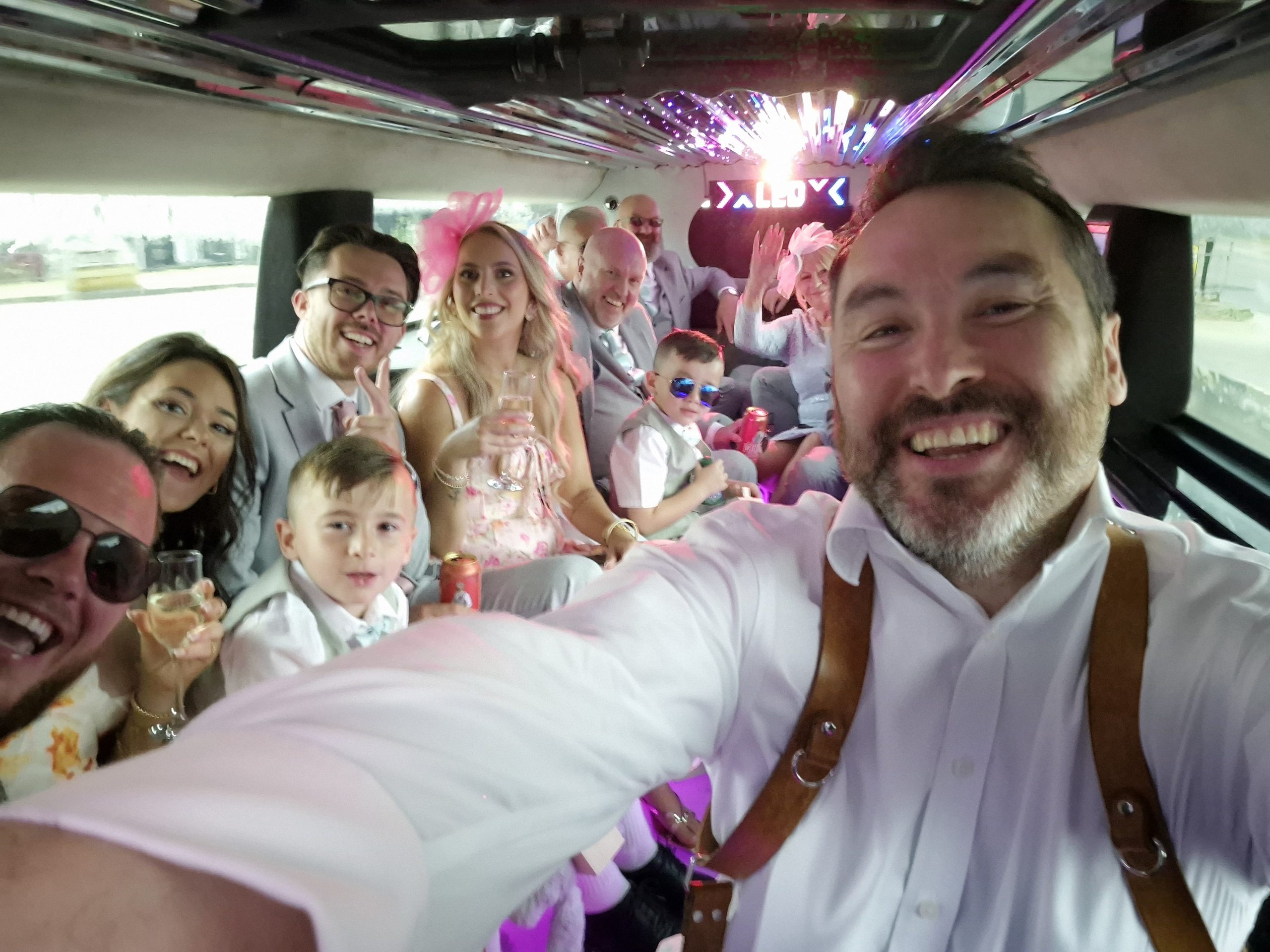 James with wedding guests