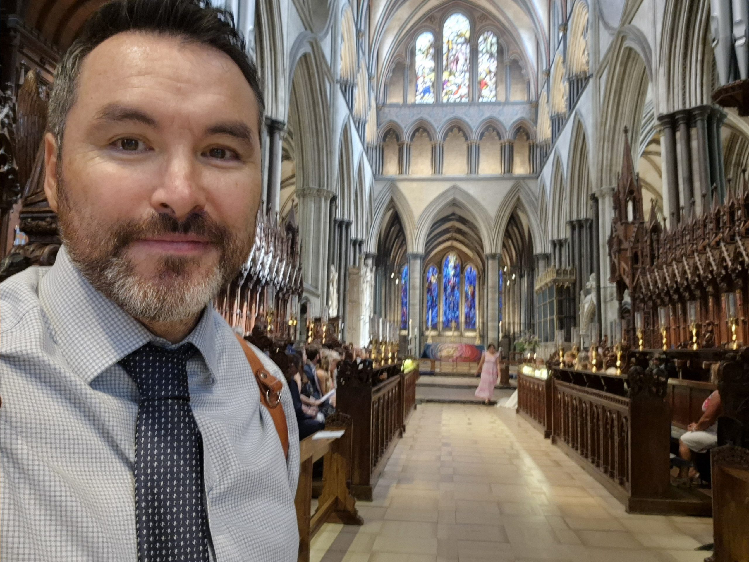 James inside Salisbury Cathedral